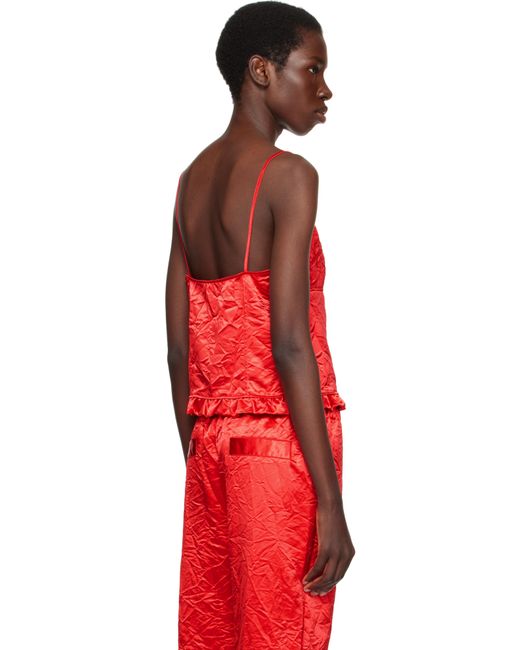 MERYLL ROGGE Red Creased Satin Slip Camisole