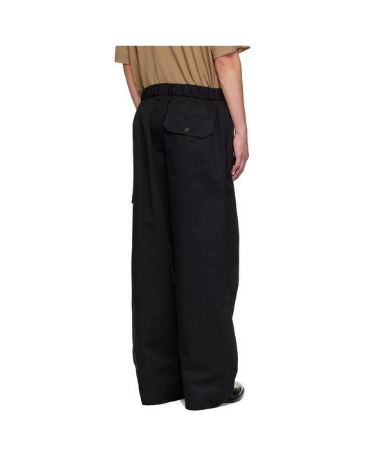 Simone Rocha Black Drawstring Knee Pleat Cargo Pants for men