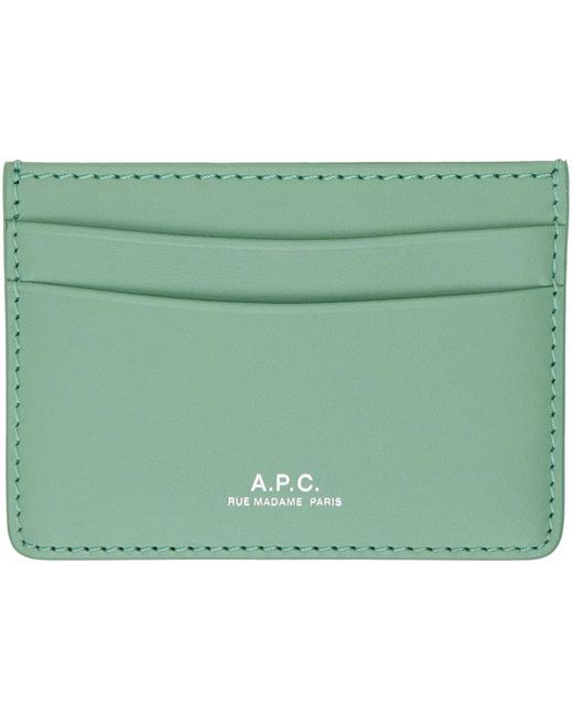 A.P.C. Green André Card Holder for men