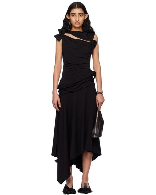【関税込み】Acne Studios ブラック Tie-Up ミディアムドレス Acne Studios Tie-Up Midi Dress in Black | Lyst