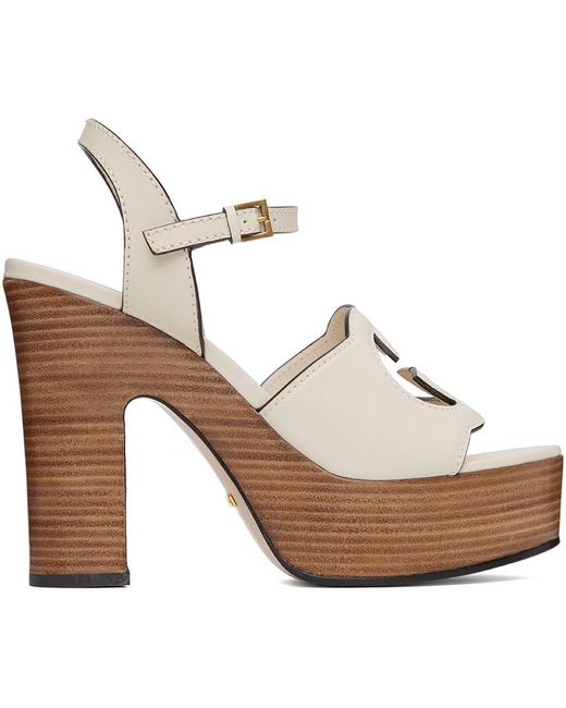 Gucci Off-white Interlocking G Heeled Sandals