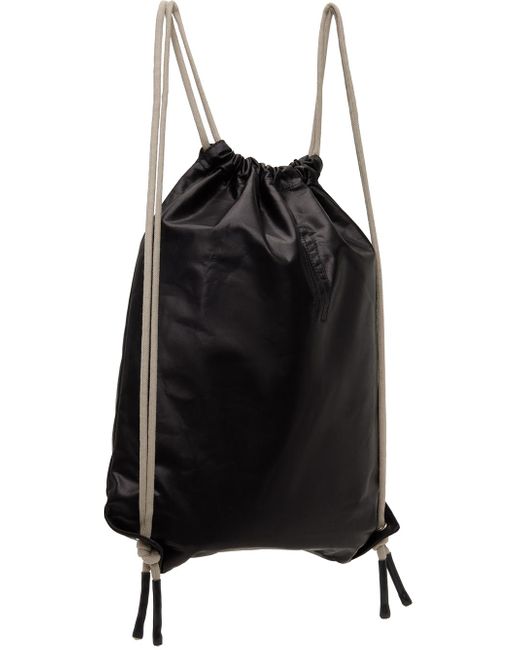 Rick Owens Black Drawstring Backpack for men