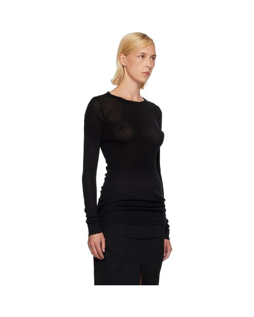 Rick Owens Black Tower Rib Ls T-Shirt