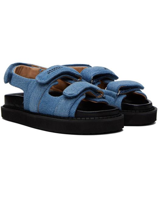 Isabel Marant Black Blue Madee Denim Sandals