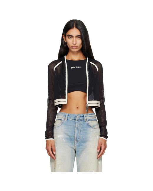 Palm Angels Black Logo Mesh Hoodie