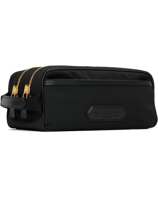 Tom Ford Black Canvas Double Zip Toiletry Bag for men