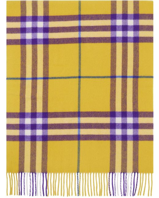 Burberry Yellow & Purple Wide Check Scarf