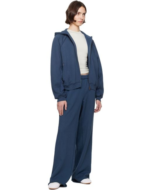 Skims Blue French Terry Relaxed Zip Up Hoodie