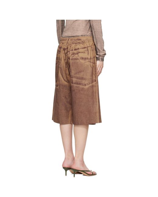 Acne Brown Tan Printed Shorts