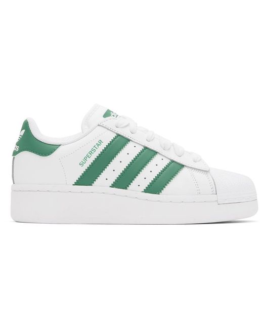 adidas Originals White & Green Superstar Xlg Sneakers in Black | Lyst UK