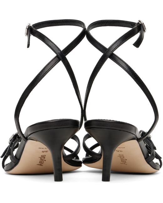 Aeyde Black Libby Leather Kitten Heeled Sandals