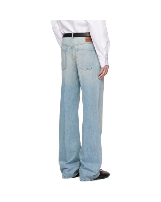 Valentino Blue Straight-Leg Creased Jeans for men