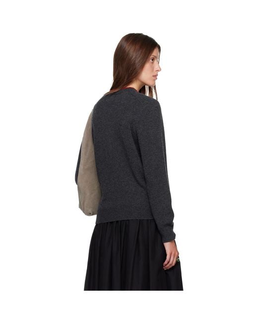 Loulou de Saison Black Otis Bicolor Cashmere Sweater