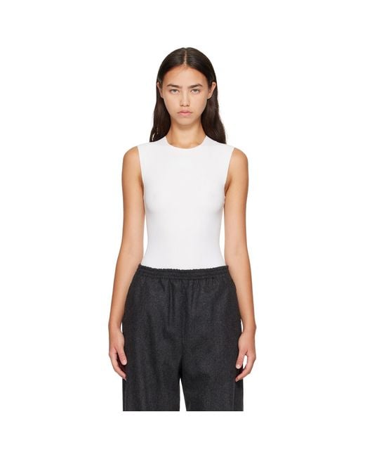 Jil Sander White Ribbed Bodysuit