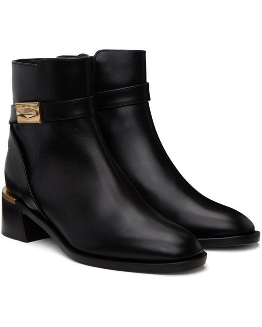 Jimmy Choo Black Diantha 45 Brand-plaque Leather Heeled Ankle Boots