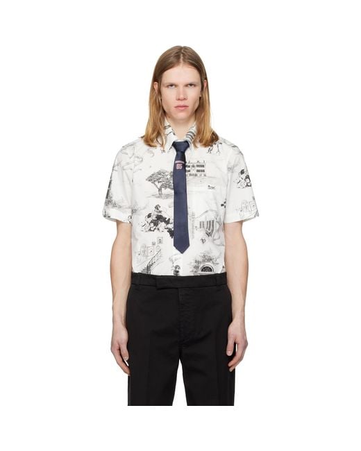Thom Browne Black Off- Poplin Hector Toile Short Sleeve Shirt for men