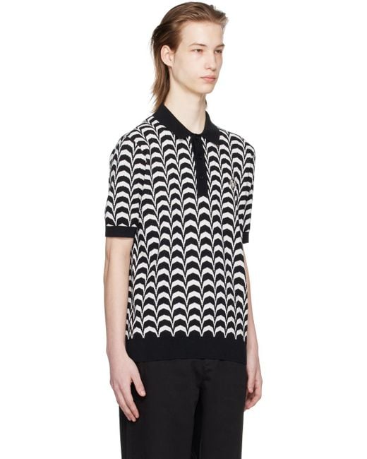 Fred Perry Black & White Jacquard Polo for men