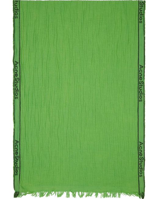Acne Green Fringed Scarf for men