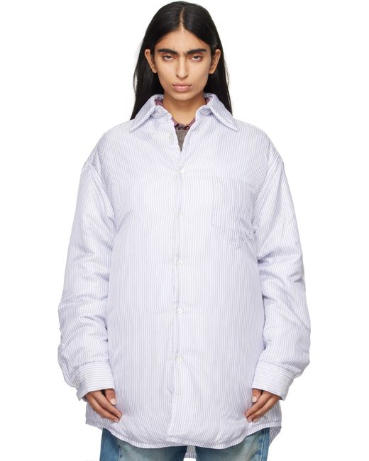 Maison Margiela ブルー パデッド ストライプ シャツ ホワイト | Lyst 
