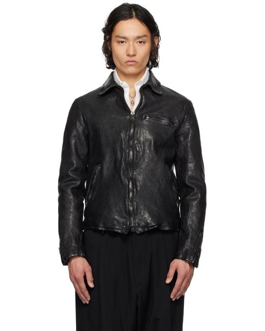 Yohji Yamamoto Black Backlash Edition Calf Single Riders Leather Jacket for men