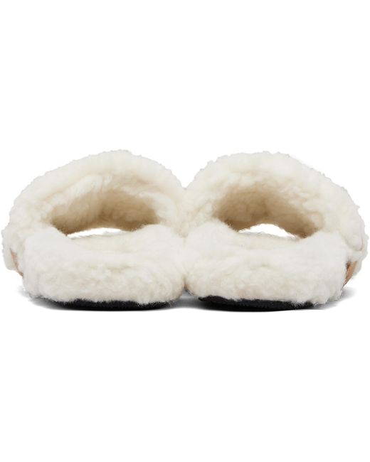 Balenciaga Natural Tan & Off- Furry Slides