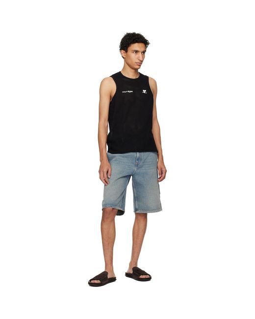 Courreges Black Printed Mesh Tank Top for men