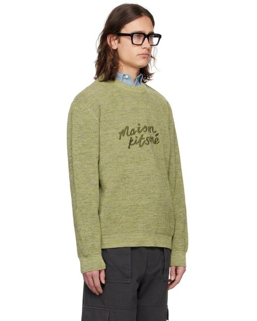 Maison Kitsuné Green Handwriting Sweater for men