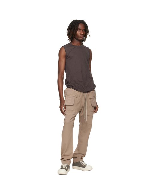 Rick Owens Natural Taupe Temple Creatch Drawstring Cargo Pants for men