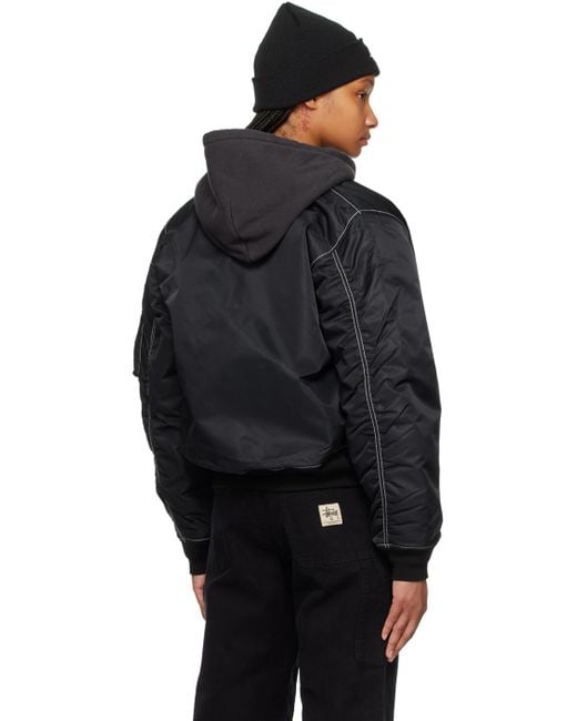 Stussy Built Reversible Bomber Jacket in Black | Lyst UK