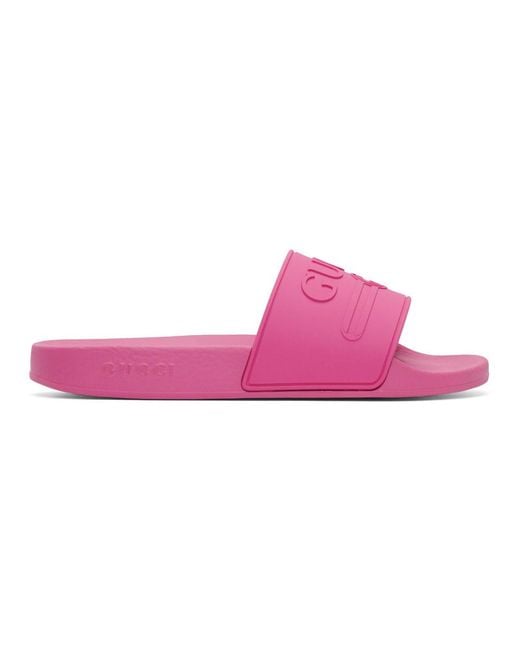 Gucci Pink Logo Rubber Slide Sandal for men