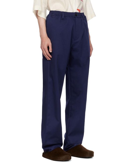 Marni Blue Navy Drawstring Trousers for men