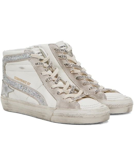 Golden Goose SSENSE Exclusive White & Silver Super-Star Shearling Sneakers