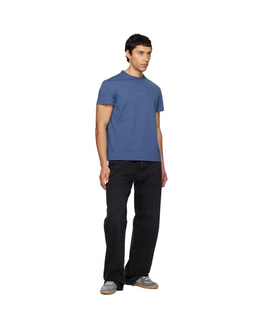 Maison Margiela Blue Distorted Logo T-Shirt for men