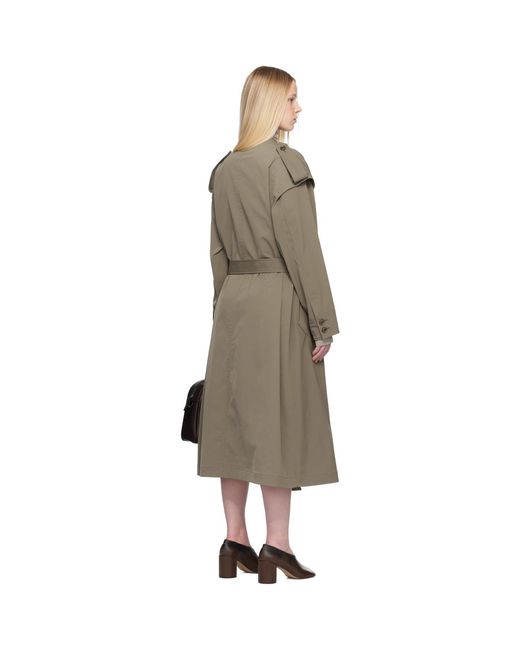 Y's Yohji Yamamoto Black Taupe Collarless Trench Coat