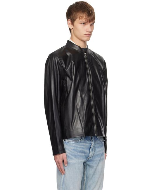 Rag & Bone Black Archive Café Racer Leather Jacket for men