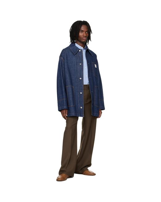 AMI Blue Heritage' Label Denim Worker Jacket for men