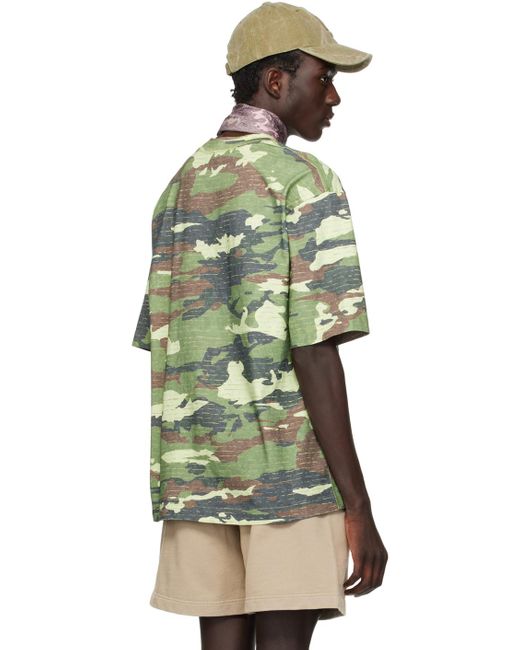 Acne Green Camouflage T-shirt for men