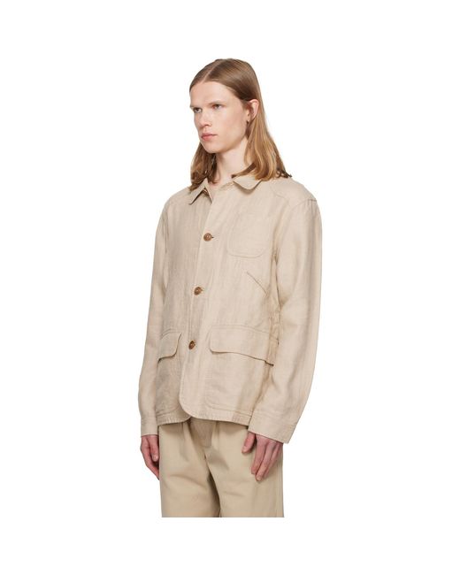 Polo Ralph Lauren Natural Linen Herringbone Utility Jacket for men