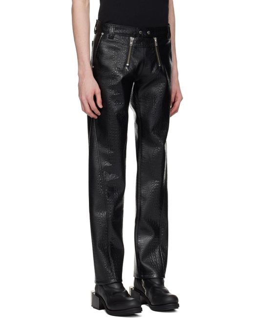 GmbH Black Talj Faux-leather Trousers for men