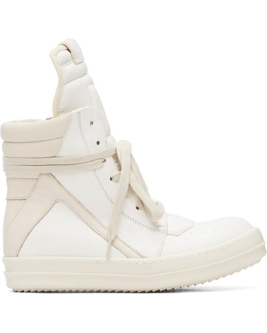 Rick Owens White Off- Tower Geobasket Sneakers