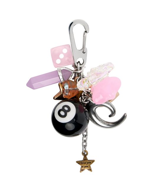Marland Backus Pink Rose Bag Charm Keychain