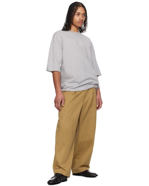 メンズ Comme des Garçons ホワイト＆グレー ボーダー Tシャツ Gray