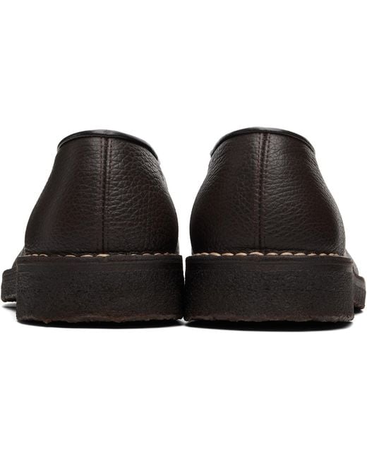 Lemaire Black Piped Crepe Slipper Loafers for men