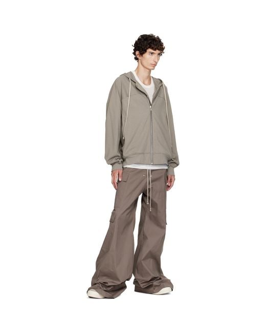 Rick Owens Gray Taupe Tower Windbreaker Hoodie for men