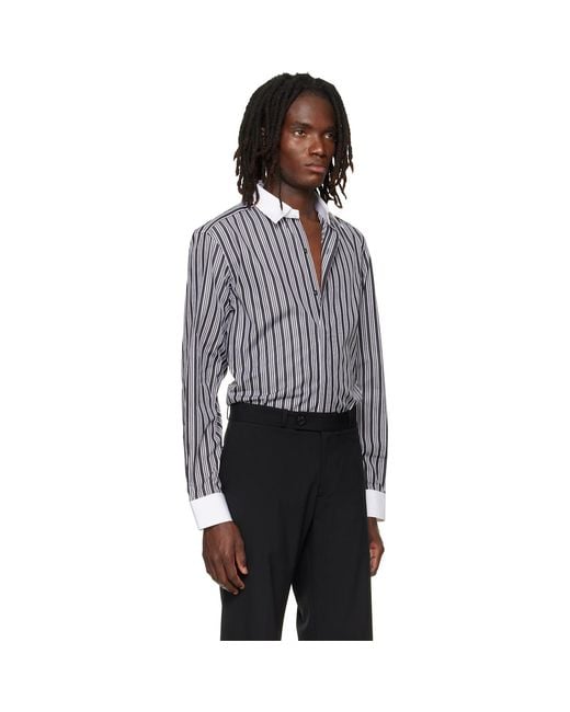 Tom Ford Gray Poplin Stripe Classic Fit Shirt for men
