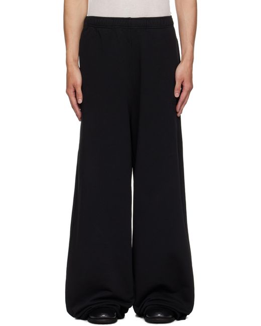 MM6 by Maison Martin Margiela Black Cotton Wide-Leg Sweatpants for men