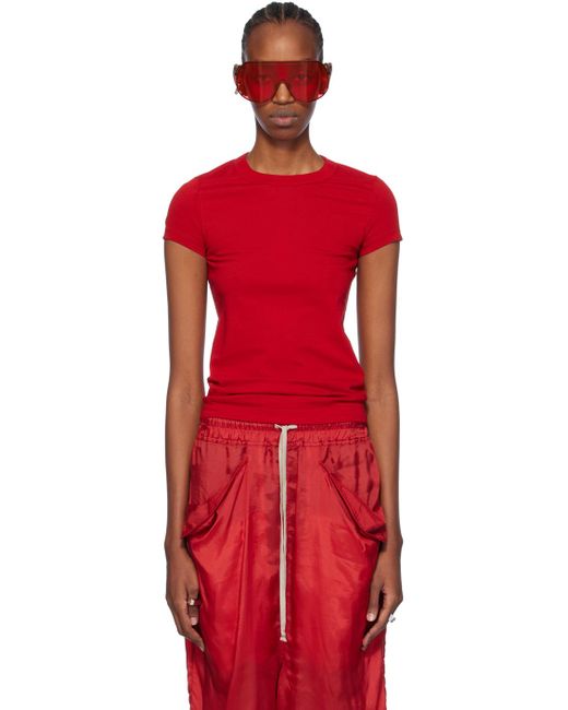 Rick Owens Red Cropped Level T-shirt