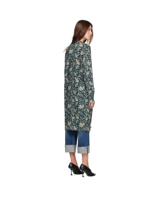 R13 Green Printed Long Cardigan