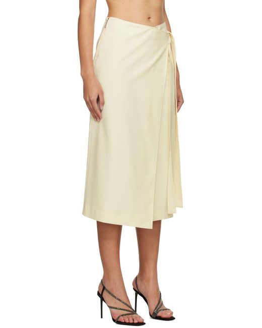 MSGM Natural Off-white Wrap Midi Skirt