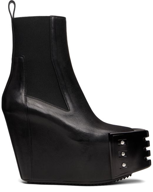 Rick Owens Black Grilled Wedge Beatle Chelsea Boots for men